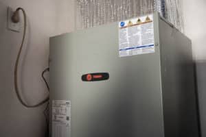 A Trane furnace installed in a home.