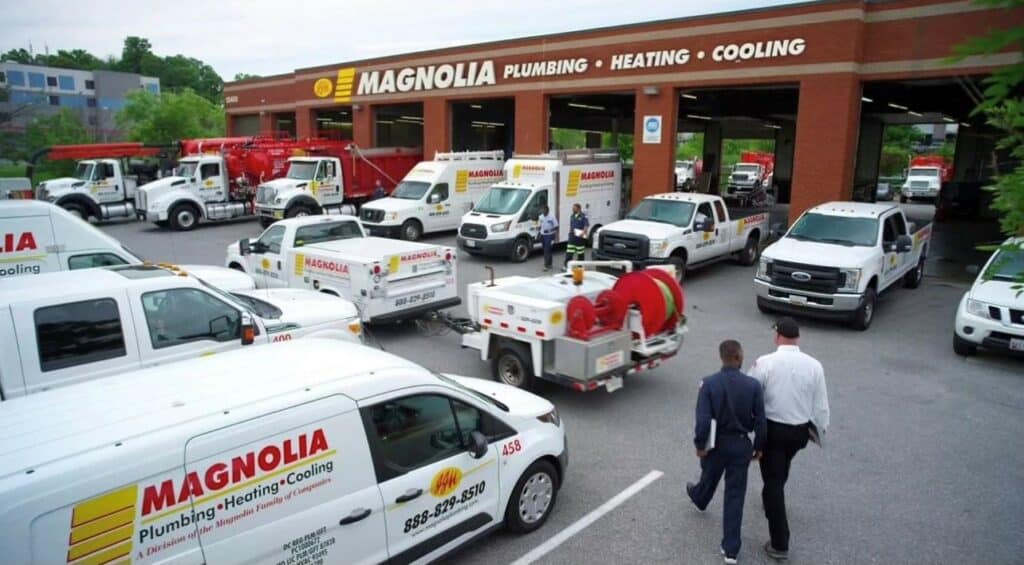 Magnolia Companies - trucks parked outside of office
