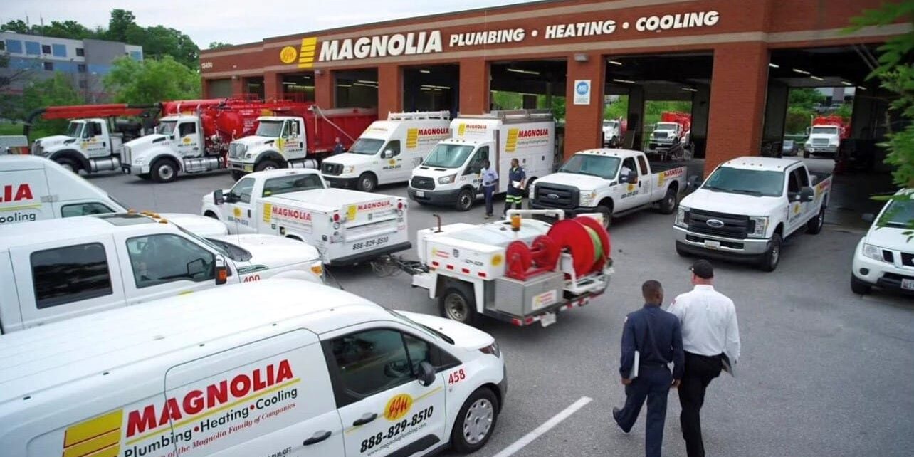 Magnolia Companies - trucks parked outside of office